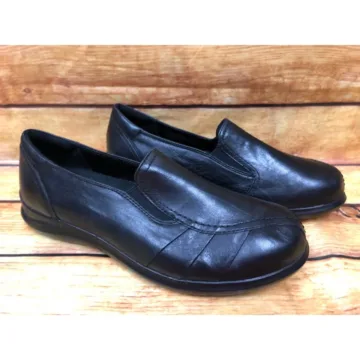 Aravon By New Balance Black Leather Slip On Loafers Womens 7.5 D